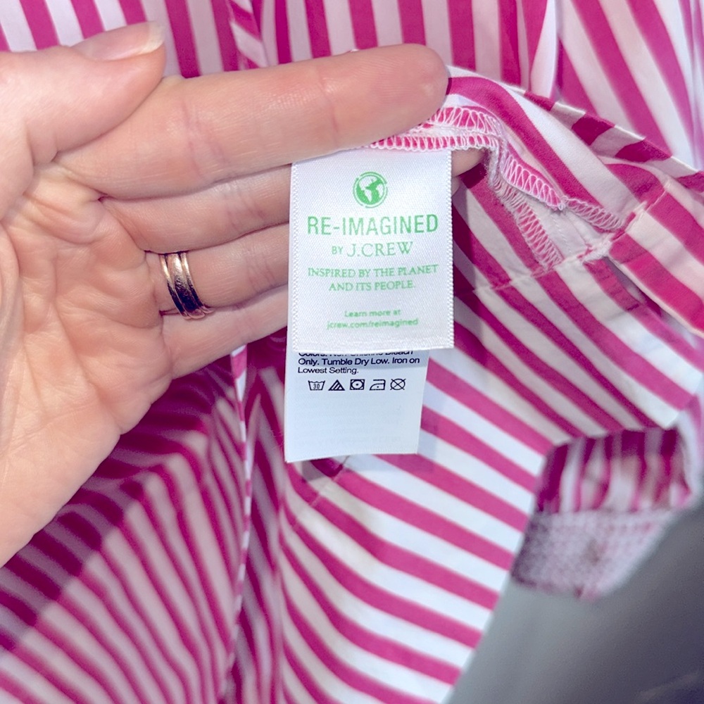 EUC J. Crew Smocked-Cuff Stripe Popover Top - Picture 8 of 8